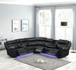 Aviator Modern Style Recliner Sectional Sofa made with Wood in Black