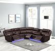 Modern Style Recliner Sectional Sofa made with Wood in Brown