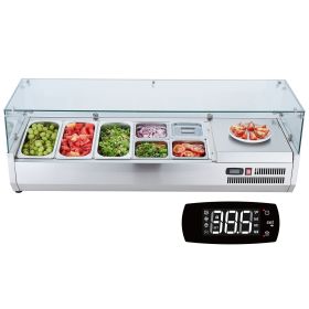 VEVOR Refrigerated Condiment Prep Station, 140 W Countertop Refrigerated Condiment Station, with 3 1/3 Pans & 4 1/6 Pans