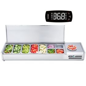 VEVOR Refrigerated Condiment Prep Station, 160 W Countertop Refrigerated Condiment Station, with 5 1/3 Pans & 4 1/6 Pans