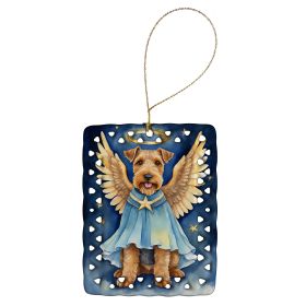 Welsh Terrier My Angel Porcelain Ornament Christmas Tree Hanging Decorations for Home Christmas Holiday, Rectangle, Gift, Multicolor