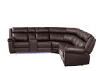 Modern Style Recliner Sectional Sofa made with Wood in Brown