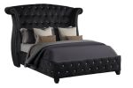 Sophia King 5 Pc Vanity upholstery Bedroom Set Made With Wood in Black