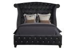 Sophia King 5 Pc Vanity upholstery Bedroom Set Made With Wood in Black