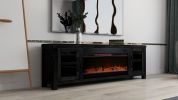 Bridgevine Home Tybee 86 inch Electric Fireplace TV Console for TVs up to 95 inches, Minimal Assembly, Clove finish