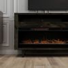 Bridgevine Home Avondale 83 Inch Electric Fireplace TV Console, for TVs up to 95 inches, Minimal Assembly, Charcoal-Brown Finish