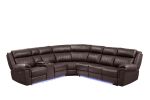 Modern Style Recliner Sectional Sofa made with Wood in Brown