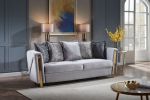 Chanelle Thick Velvet Fabric Upholstered 3PC Living Room Set Made With Wood in Gray
