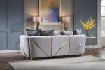 Chanelle Thick Velvet Fabric Upholstered 3PC Living Room Set Made With Wood in Gray