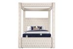 Monica luxurious Four-Poster Queen 5 Pc Vanity Bedroom Set Made with Wood in Cream