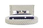 Hazel Modern Style King 5PC Vanity Bedroom Set with USB Ports & Made with Wood in Cream