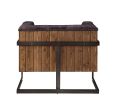 ACME Sagat Accent Chair, Antique Ebony Top Grain Leather & Rustic Oak 59667