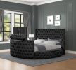 Maya Crystal Tufted King 4 Pc Vanity Bedroom Set Made with Wood in Black
