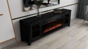 Bridgevine Home Tybee 86 inch Electric Fireplace TV Console for TVs up to 95 inches, Minimal Assembly, Clove finish