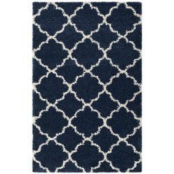 8' x 10' Shag Extra Plush Geometric Indoor Blue/Beige Area Rug