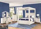 Monica luxurious Four-Poster Full 5 Pc Vanity Bedroom Set Made with Wood in Cream