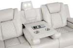 Benz LED & Power Recliner 3 PC Made With Faux Leather in Ice