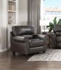 Traditional Living Room Furniture 3pc Sofa Set Dark Brown Leather Sofa Loveseat Chair Comfortable Plush Seating Rolled Arms Nailhead Trim Classic Desi