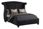 Sophia King 5 Pc Vanity upholstery Bedroom Set Made With Wood in Black