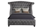 Sophia King 5 Pc Vanity Upholstery Bedroom Set Made With Wood in Gray