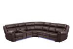 Modern Style Recliner Sectional Sofa made with Wood in Brown