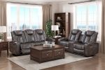 Luxury Comfort Modern Living Room Furniture 3pc Sofa Set Power Reclining Sofa Loveseat Premium Faux Leather Upholstery, Power Headrests, LED Light