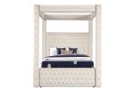 Monica luxurious Four-Poster Full 5 Pc Vanity Bedroom Set Made with Wood in Cream