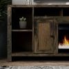 Bridgevine Home Joshua Creek 84 inch Electric Fireplace TV Stand for TVs up to 95 inches, Minimal Assembly, Barnwood Finish