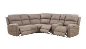 Olwen Mocha Nubuck Power Recliner Sectional Sofa w/ USB Port