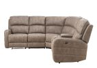 Olwen Mocha Nubuck Power Recliner Sectional Sofa w/ USB Port