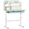 Kids Study Desk Set, Height Adjustable Table & Chair with Tilt Desktop, Drawer & Storage, for Homework & Arts, Blue