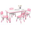 Kids Activity Table & Chair Set, 4 Chairs, Adjustable Height, Easy-Clean, Green, Perfect for 1.5-5 Yrs, Play & Learning