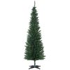6ft Pencil Christmas Tree, PVC Hinged Unlit Slim Artificial Christmas Tree for Home Party Holiday Decoration, Green