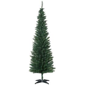 6ft Pencil Christmas Tree, PVC Hinged Unlit Slim Artificial Christmas Tree for Home Party Holiday Decoration, Green