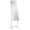 Lockable Jewelry Cabinet with Full-Length Mirror Adjustable White Floor Standing Organizer