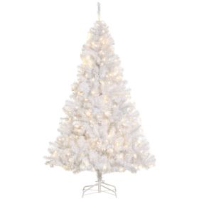 6ft White Christmas Tree Pre Lit PVC with Metal Stand 250 Warm White LED 1000 Tips for Home Decoration