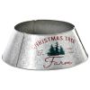 Christmas Tree Collar Steel Tree Ring Skirt Home Xmas Decoration with Christmas Tree Printed, 26" Base, Silver