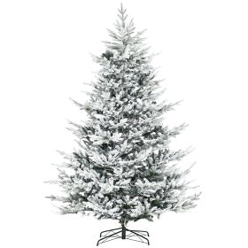 8ft Pine Snow Flocked Artificial Christmas Tree with 1479 Realistic Cedar Branches, Auto Open, Home Holiday Decoration, Green
