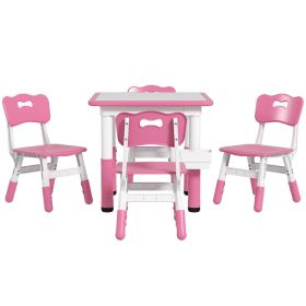 Adjustable Toddler Table and Chair Set, 5pc, Storage Box, Easy Clean, Pink, for Ages 18m-5y