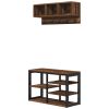 Entryway Coat Rack and Shoe Bench Set 5-Hook Hall Tree Brown for 10 Pairs
