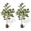 2 Pack 4.3 Feet Tall Artificial Bird of Paradise Plant Fake Banana Leaf