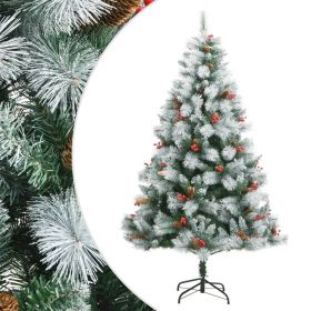 Artificial Hinged Christmas Tree Green and white PVC and Metal