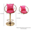 Rose Red velvet bar chair, pure gold plated, unique design,360 degree rotation.adjustable height,Suitable for dinning room and bar,set of 2