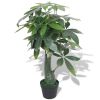 Artificial Plant Green Plastic, Painted wood 33.5 in