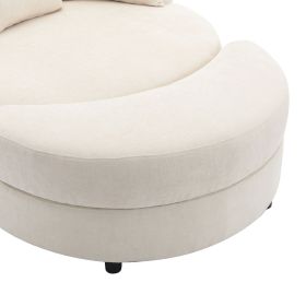 Orisfur. 360Â° Swivel Accent Barrel Chair with Storage Ottoman & 4 Pillows, Modern Chenille Leisure Chair Round Accent for Living Room, Cream