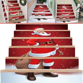 6Pcs Christmas Stair Stickers Removable Self Adhesive Santa Claus Pattern Staircase Decals Waterproof  PVC Tile Stair Risers Decals