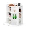 White three-layer corner cabinet with charging station