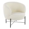 Chloe Contemporary Accent Chair in Black Metal and White Sherpa Fabric by LumiSource