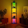 RGB Lighted Corner Shelf, Space Saving Bookshelf withLED Background Lights