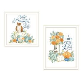 Trendy Decor 4U 2- Piece Vignette I Love Fall Most of All White Framed Wall Art for Living Room, Bedroom Wall Art Print for Home Decor by Deb Strain